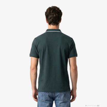 Calvin Klein Tipped Zip Pique Erkek Yeşil Polo