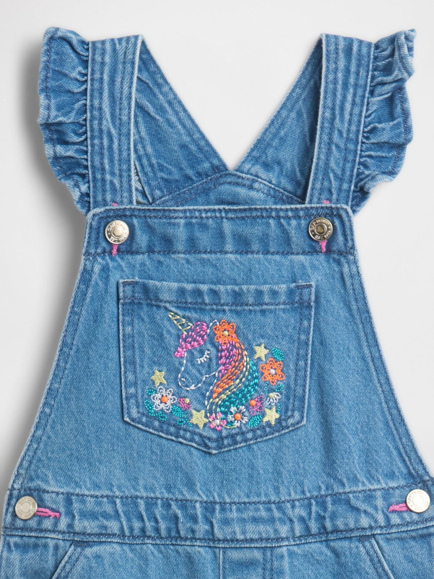 Mavi Babygap Işlemeli Denim Tulumu