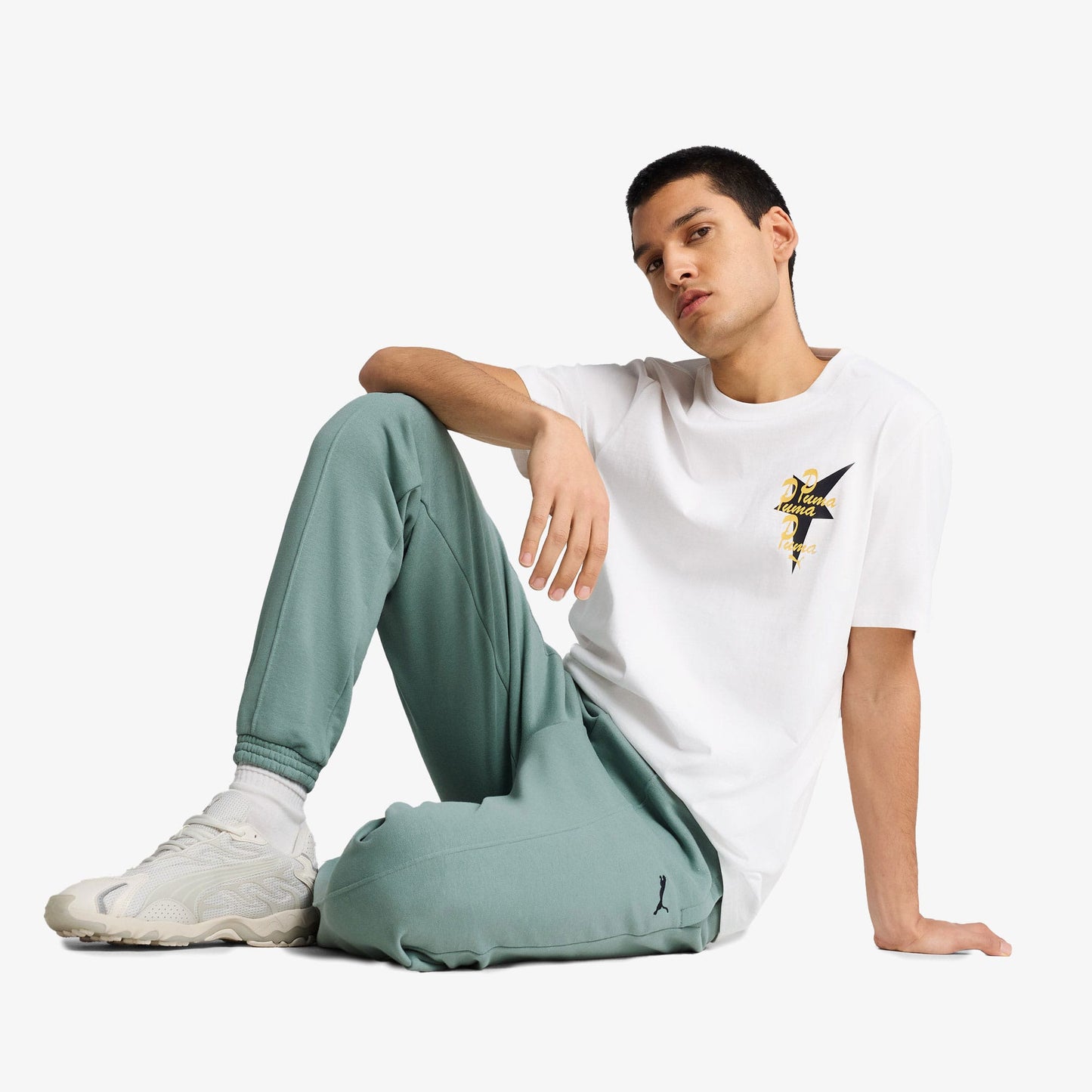 Puma Wardrobe Ess Graphic Erkek Beyaz T-shirt