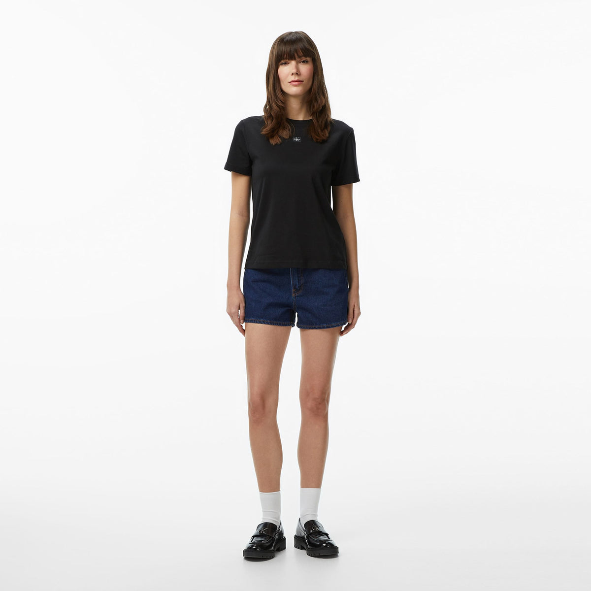 Calvin Klein Woven Label Classic Fit Kadın Siyah T-shirt