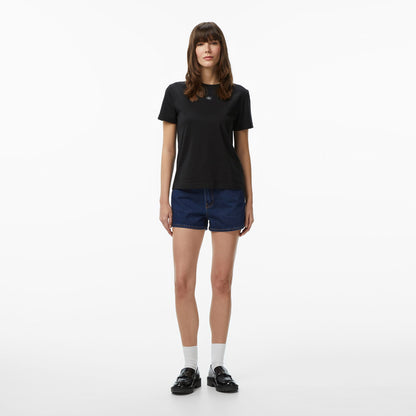 Calvin Klein Woven Label Classic Fit Kadın Siyah T-shirt