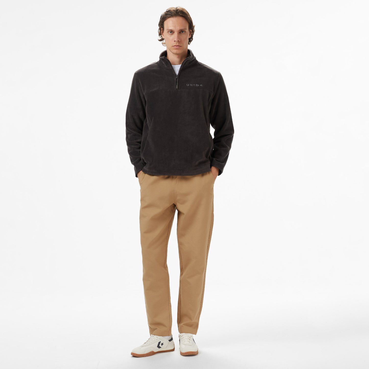 United4 Erkek Gri Half Zip Sweatshirt