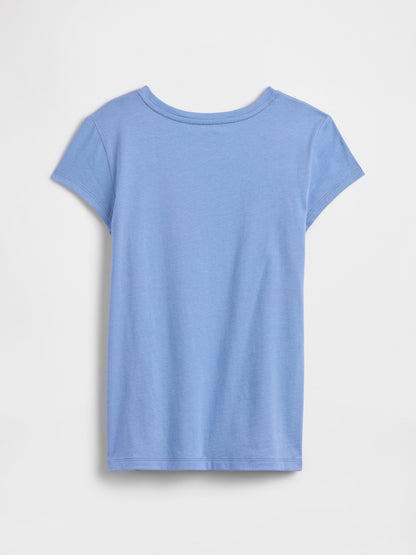 Açık Mavi Grafik Baskılı T-shirt