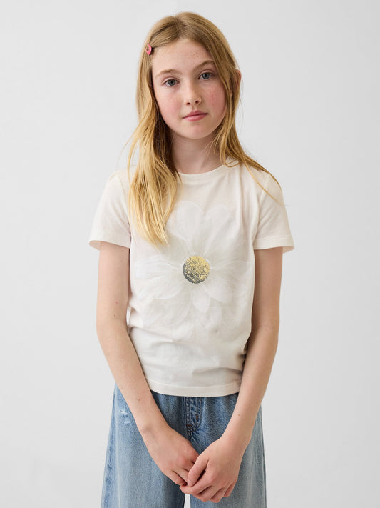 Beyaz Grafik Baskılı T-shirt