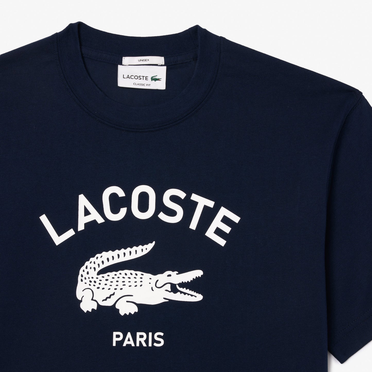 Lacoste Unisex Bisiklet Yaka Baskılı Lacivert T-shirt