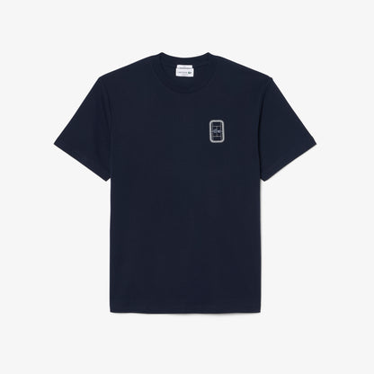 Lacoste Unisex Classic Fit Bisiklet Yaka Baskılı Lacivert T-shirt