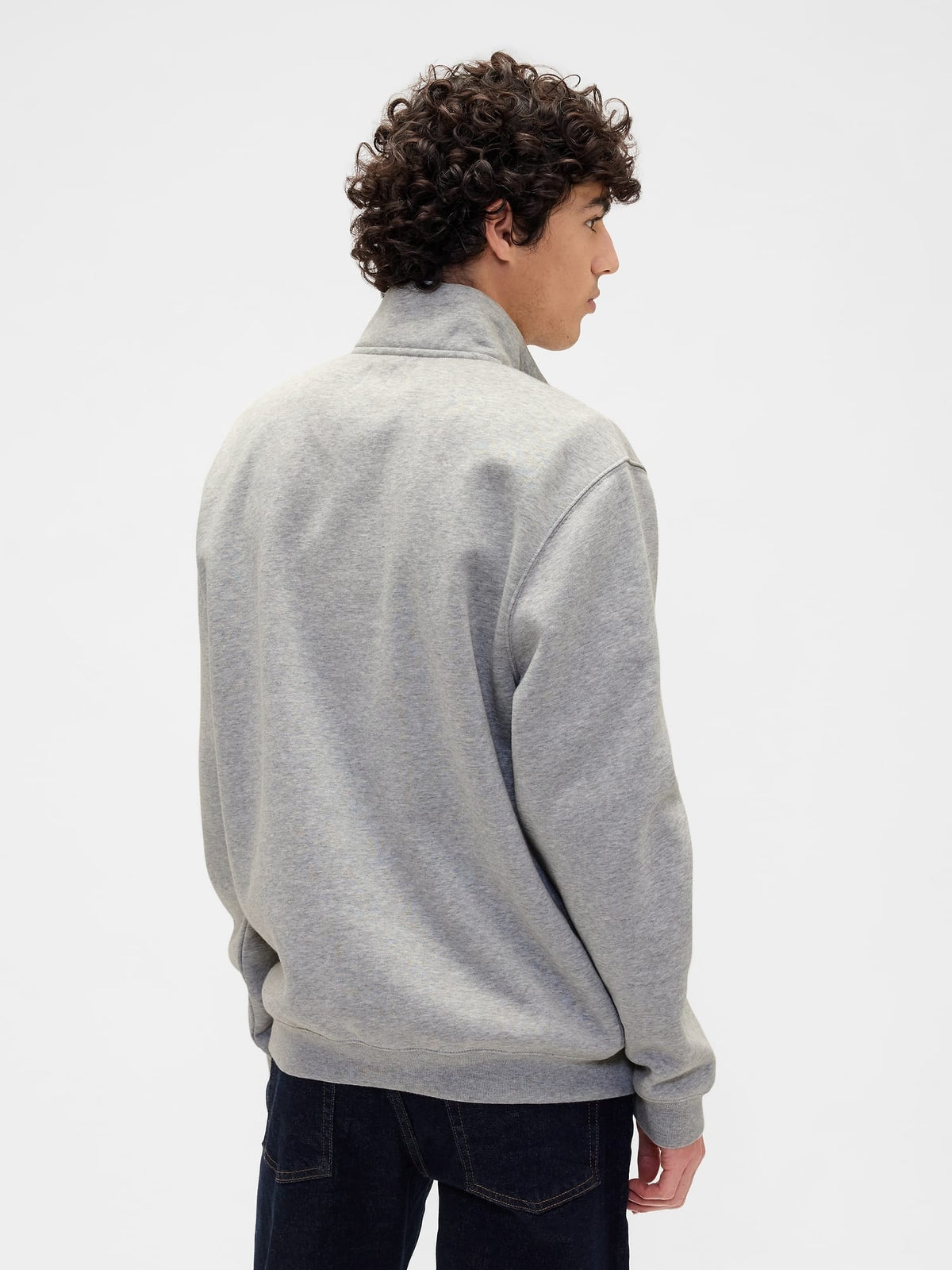 Açık Gri Relaxed Gap Logo Çeyrek Fermuarlı Sweatshirt