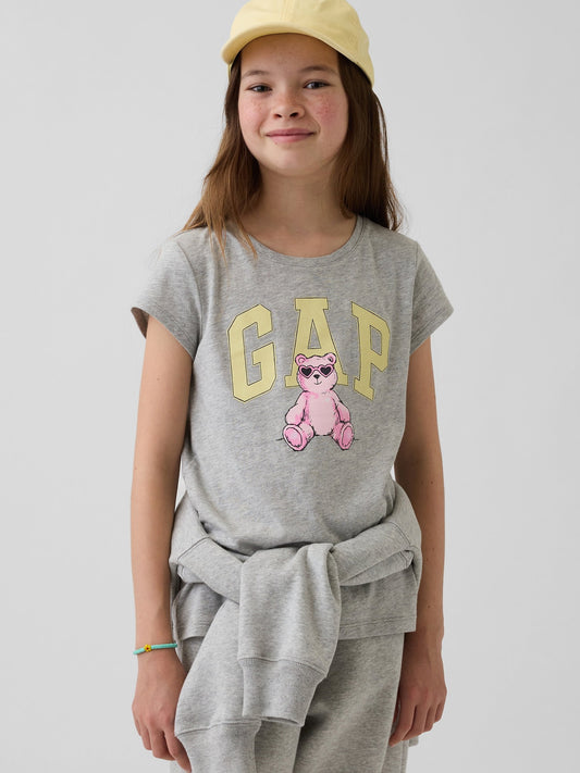 Açık Gri Grafik Baskılı T-shirt