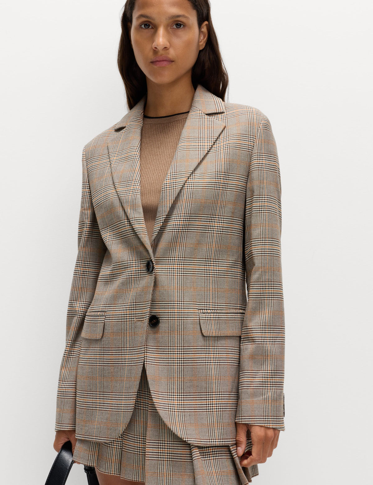 Kareli Düz Kesim Blazer