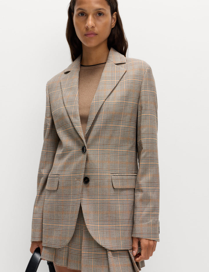 Kareli Düz Kesim Blazer