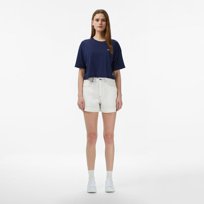 Lacoste Kadın Bisiklet Yaka Lacivert T-shirt