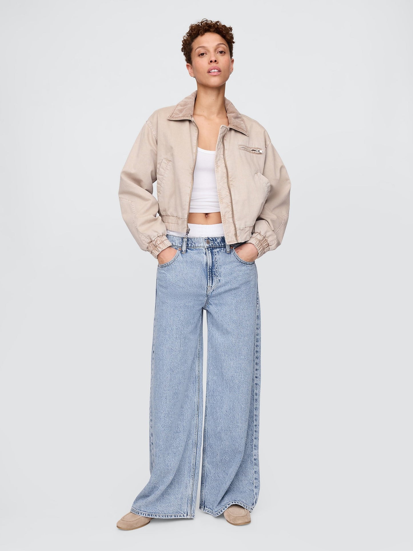 Açık Mavi Mid Rise Ultrasoft Boxer Baggy Jean Pantolon