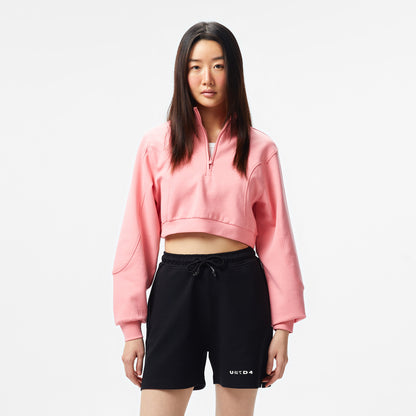 United4 Örme Crop Kadın Pembe Sweatshirt