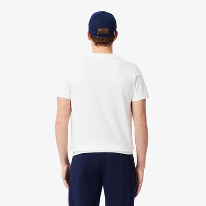Lacoste Tennis X Novak Djokovic Erkek Bisiklet Yaka Baskılı Beyaz T-shirt & Şapka Seti