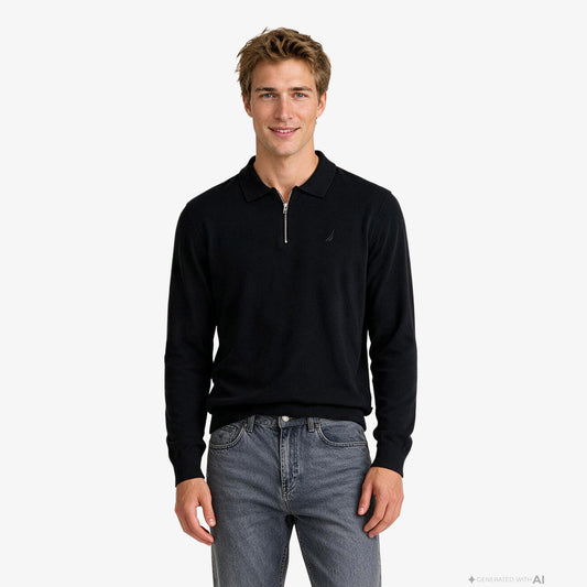 Nautica Erkek Siyah Regular Fit Triko
