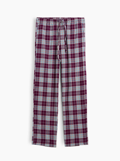 Bordo Relaxed Flannel Pijama Altı