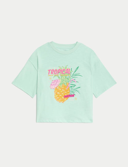 Saf Pamuklu Kısa Kollu T-shirt (6-16 Yaş)