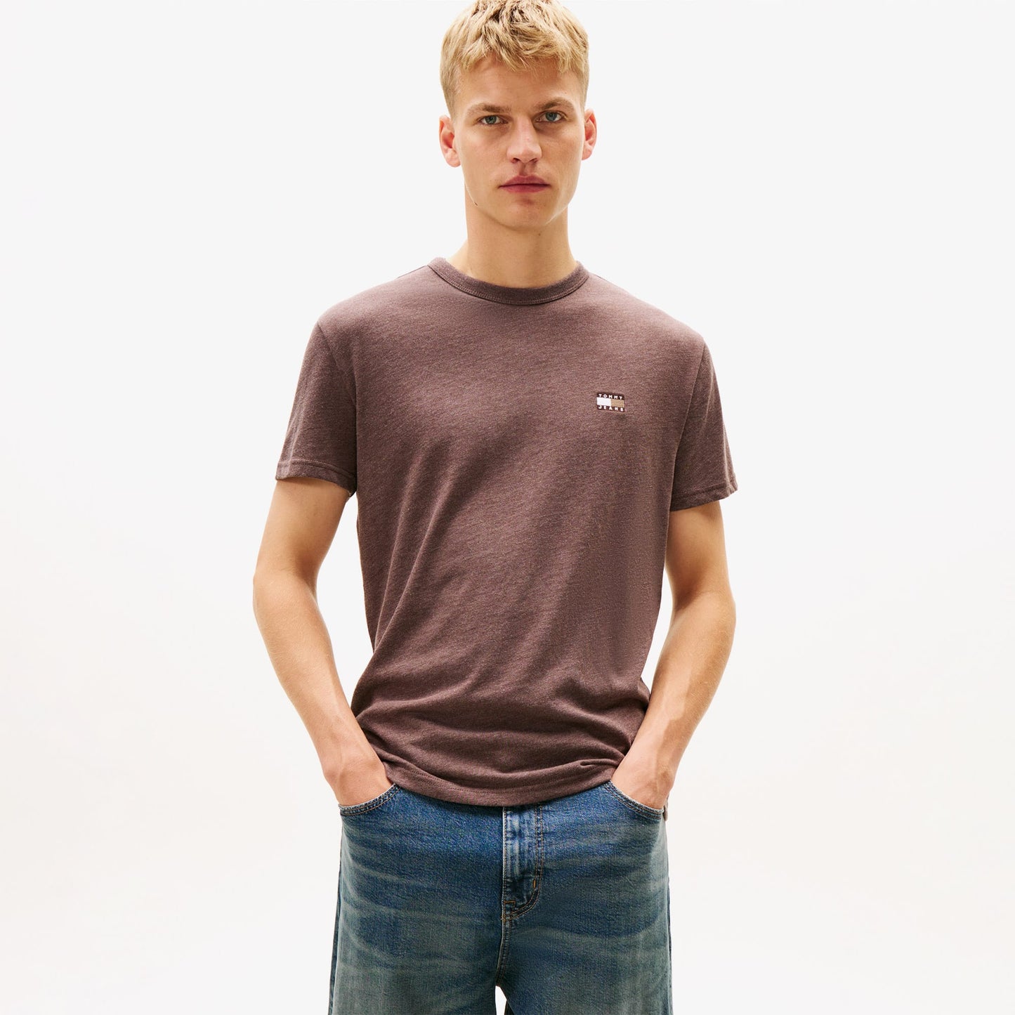 Tommy Hilfiger Jeans Reg Badge Erkek Kahverengi T-shirt