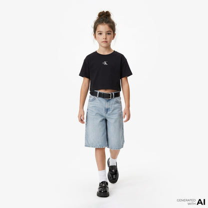 Calvin Klein Logo Boxy Çocuk Siyah T-shirt