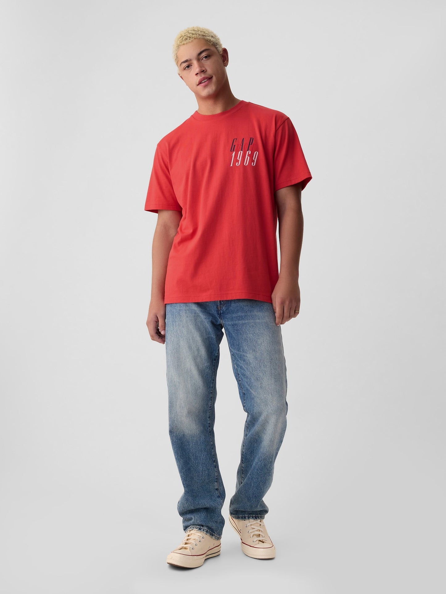 Kırmızı Gap 1969 Logo T-shirt