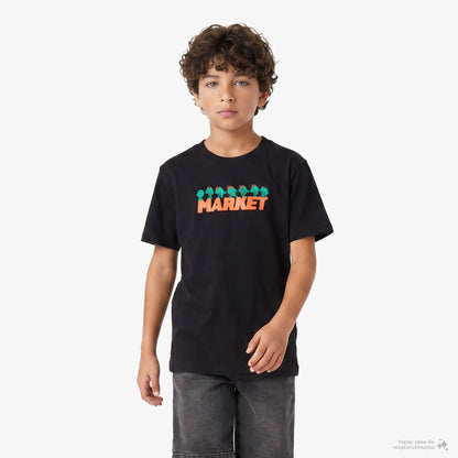 Market Fire Frolic Çocuk Siyah T-shirt