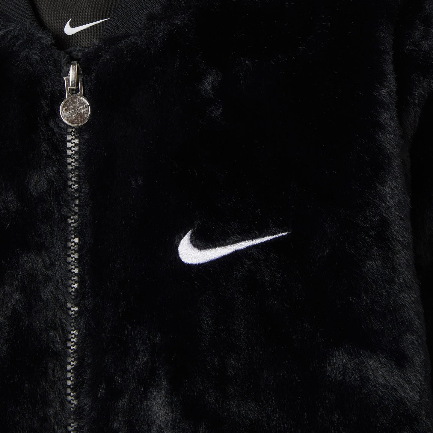 Nike Faux Fur Bomber Çocuk Siyah Mont