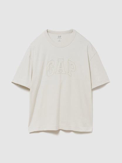 Kırık Beyaz Heavyweight Gap Logo Relaxed Crop T-shirt