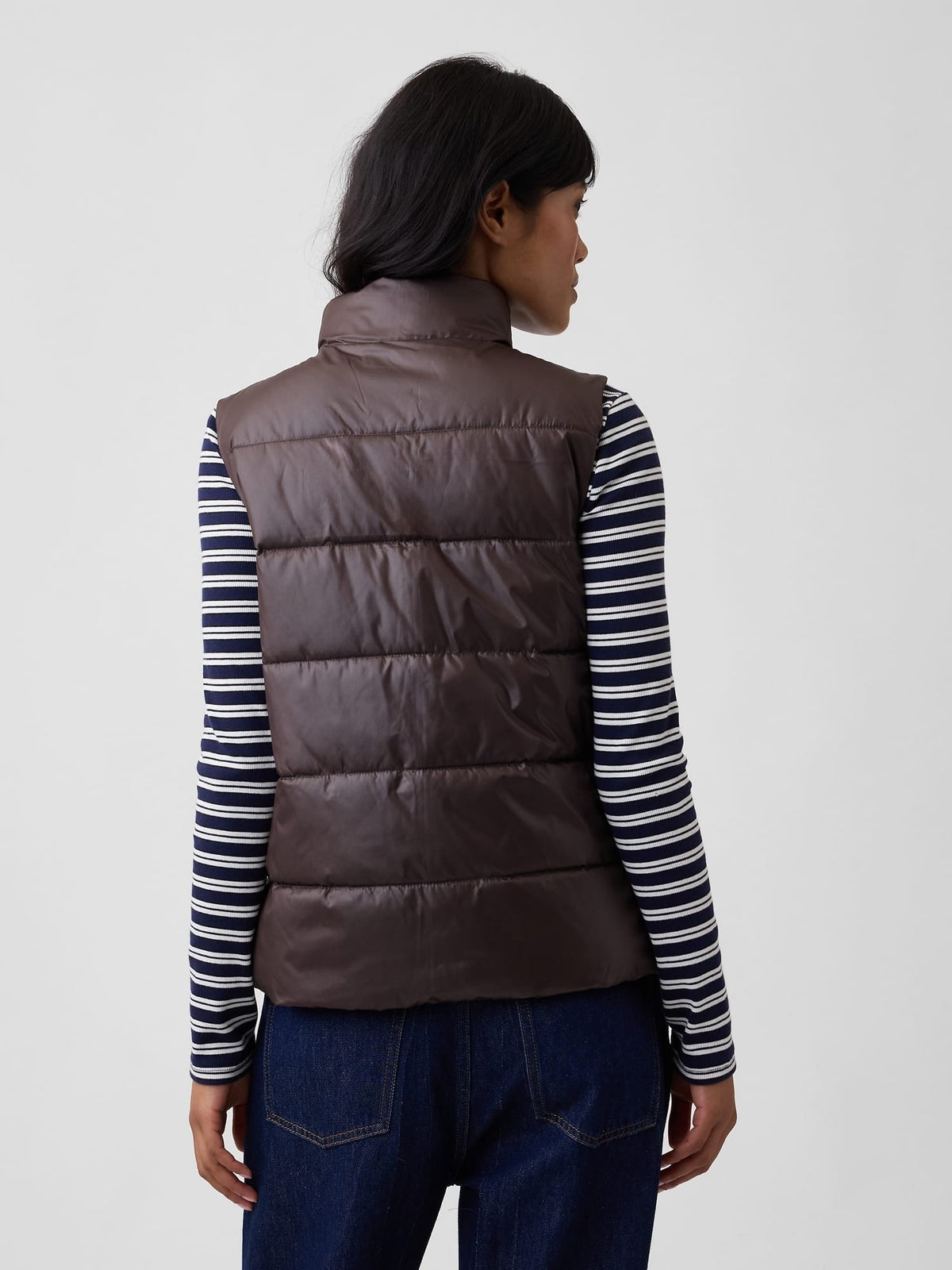 Kahverengi Relaxed Puffer Şişme Yelek