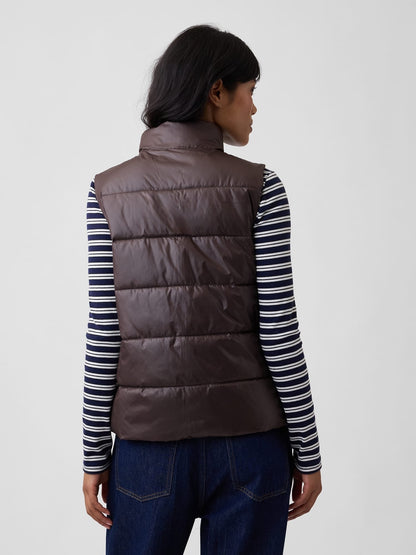 Kahverengi Relaxed Puffer Şişme Yelek