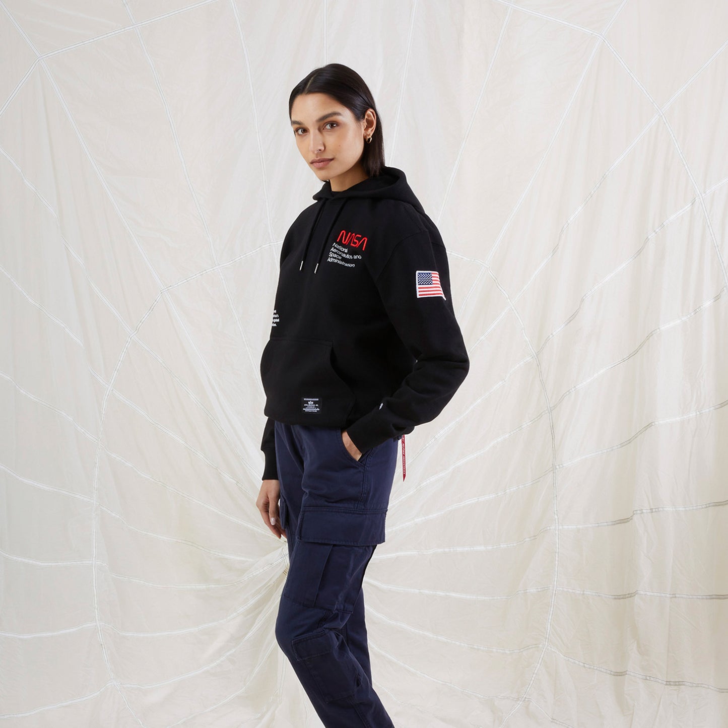 Alpha Industries Nasa Erkek Siyah Hoodie