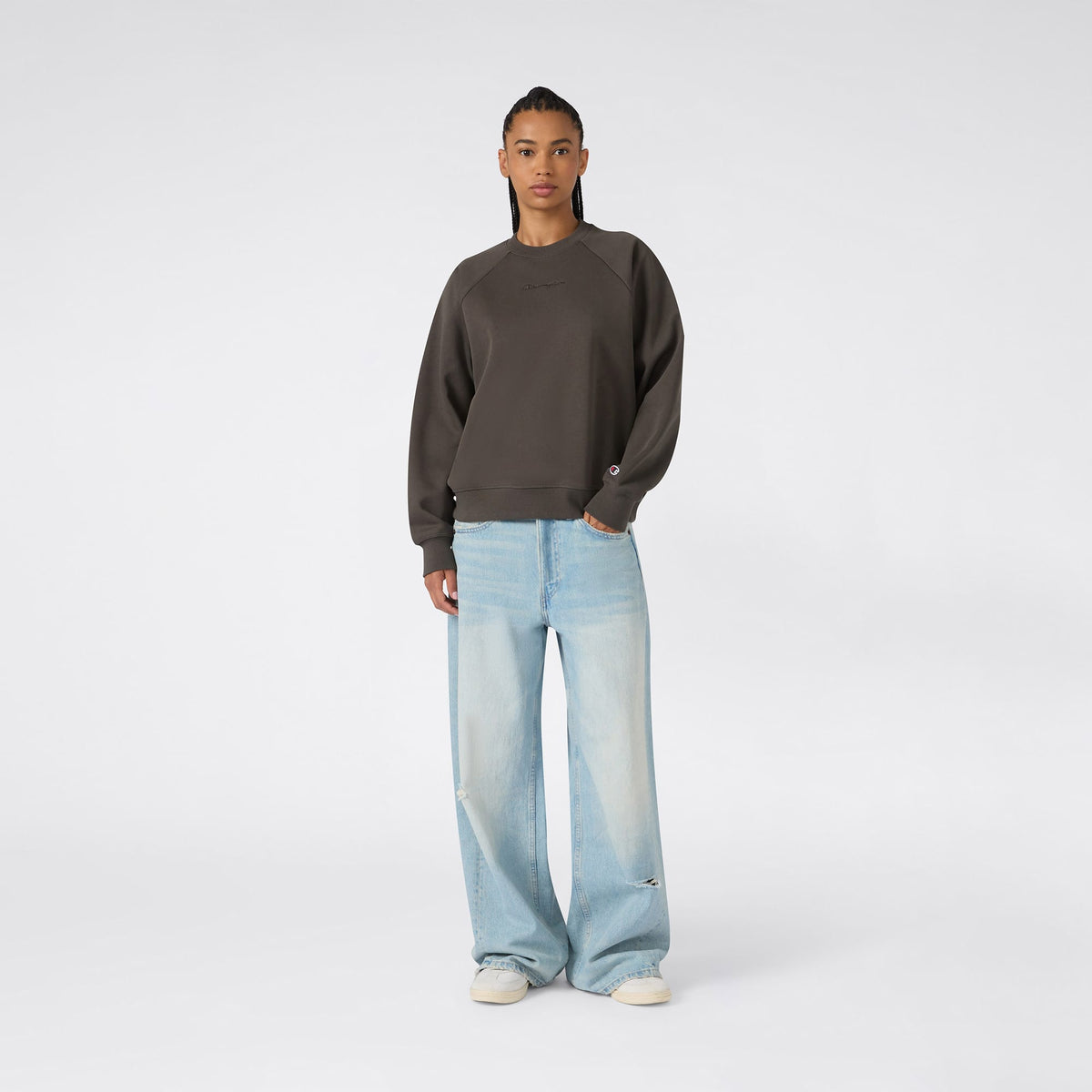 Champion Crewneck Kadın Haki Sweatshirt