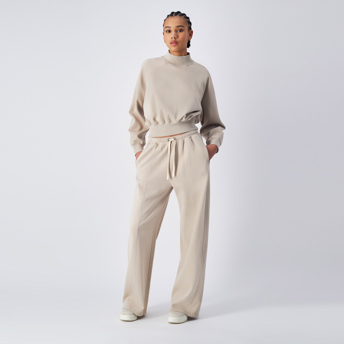 Champion Mock Turtle Neck Long Sleeves Kadın Krem Sweatshirt