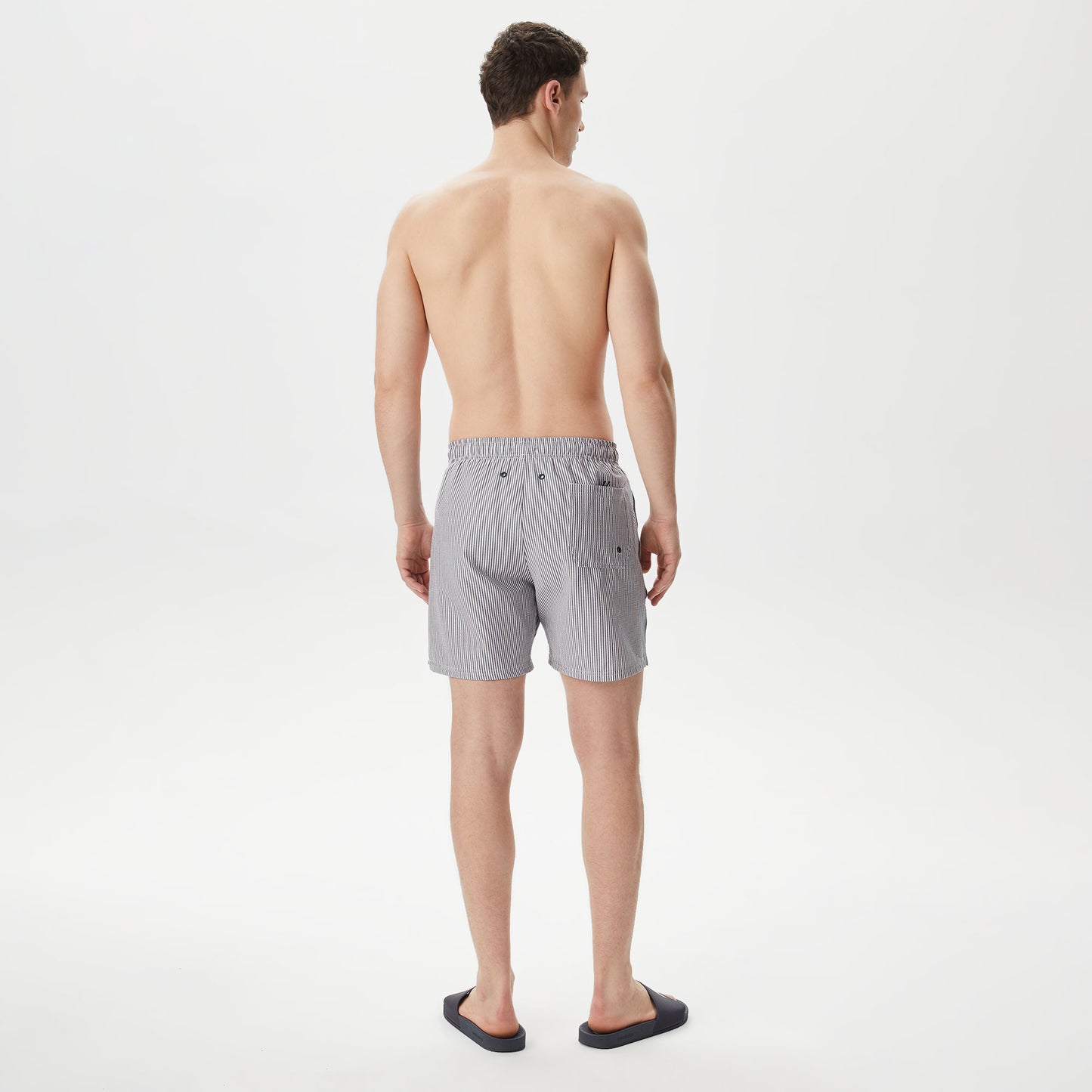 Nautica Erkek Lacivert Regular Fit Çizgili Deniz Şortu