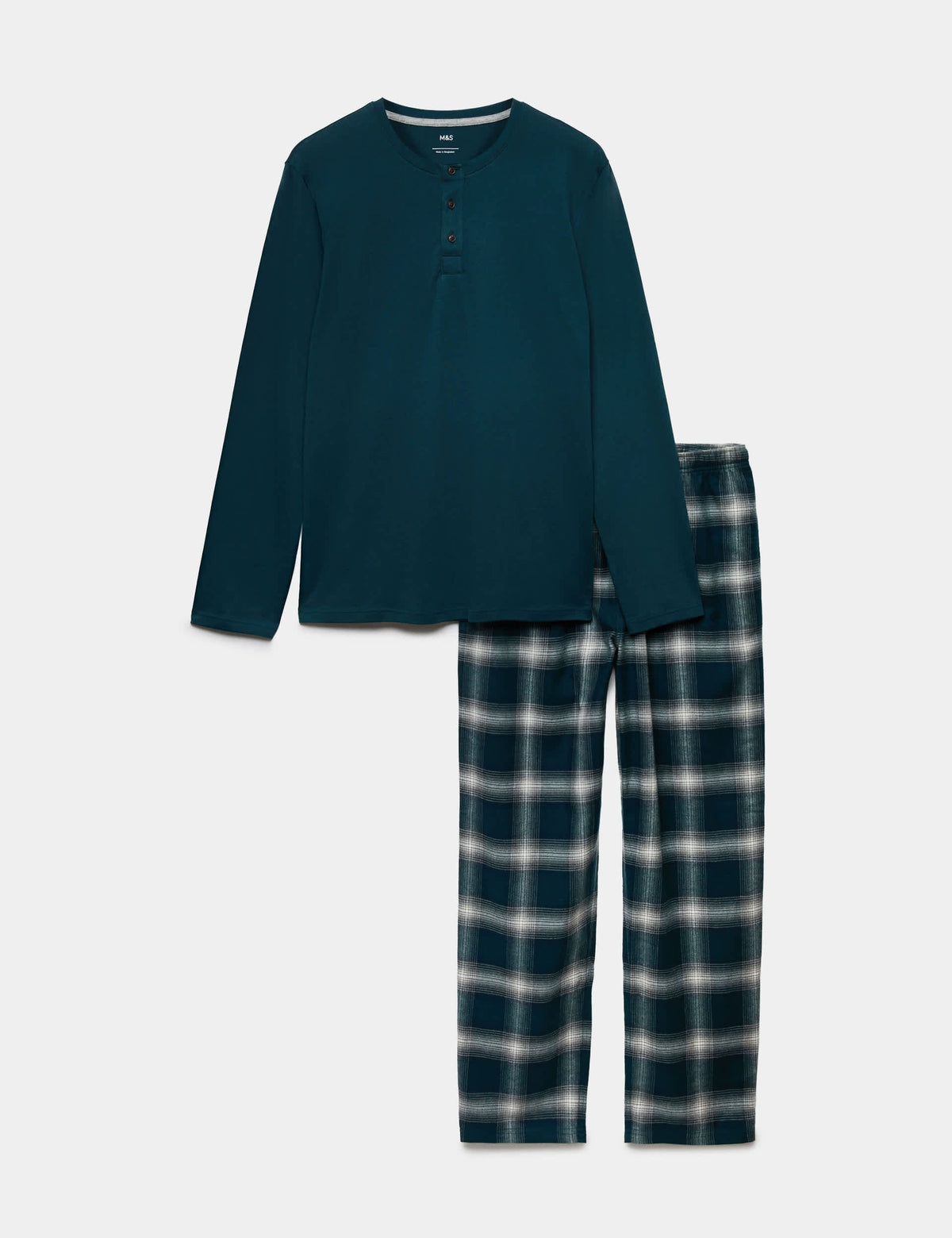 Saf Pamuklu Ekose Desenli Pijama Takımı