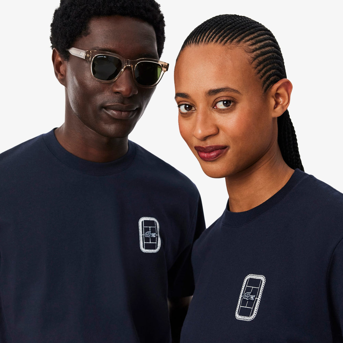 Lacoste Unisex Classic Fit Bisiklet Yaka Baskılı Lacivert T-shirt