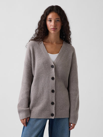 Açık Gri Cashsoft Oversized Triko Hırka