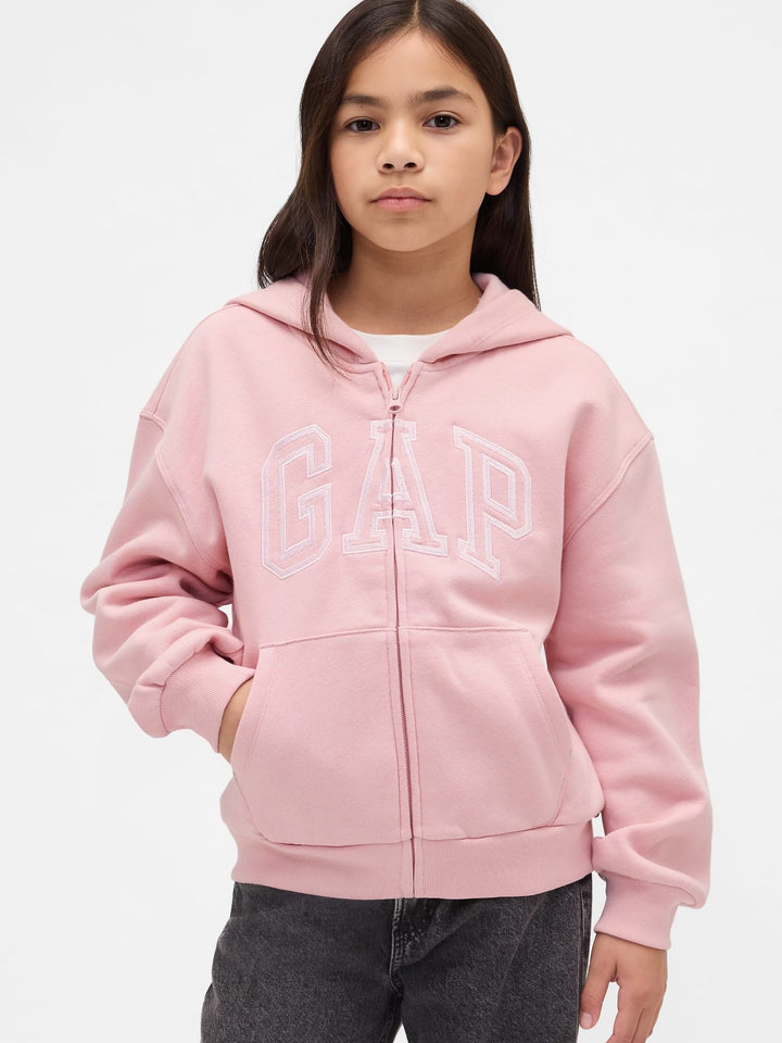 Pembe Gap Logo Fermuarlı Sweatshirt
