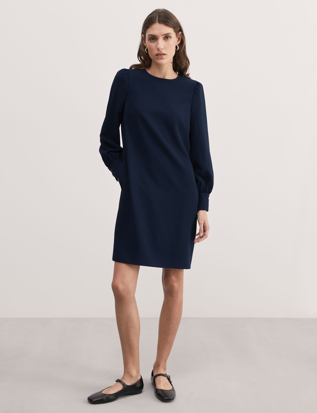 Regular Fit Uzun Kollu Mini Elbise