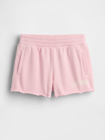 Açık Pembe Pull-on Fransız Havlu Kumaş Şort