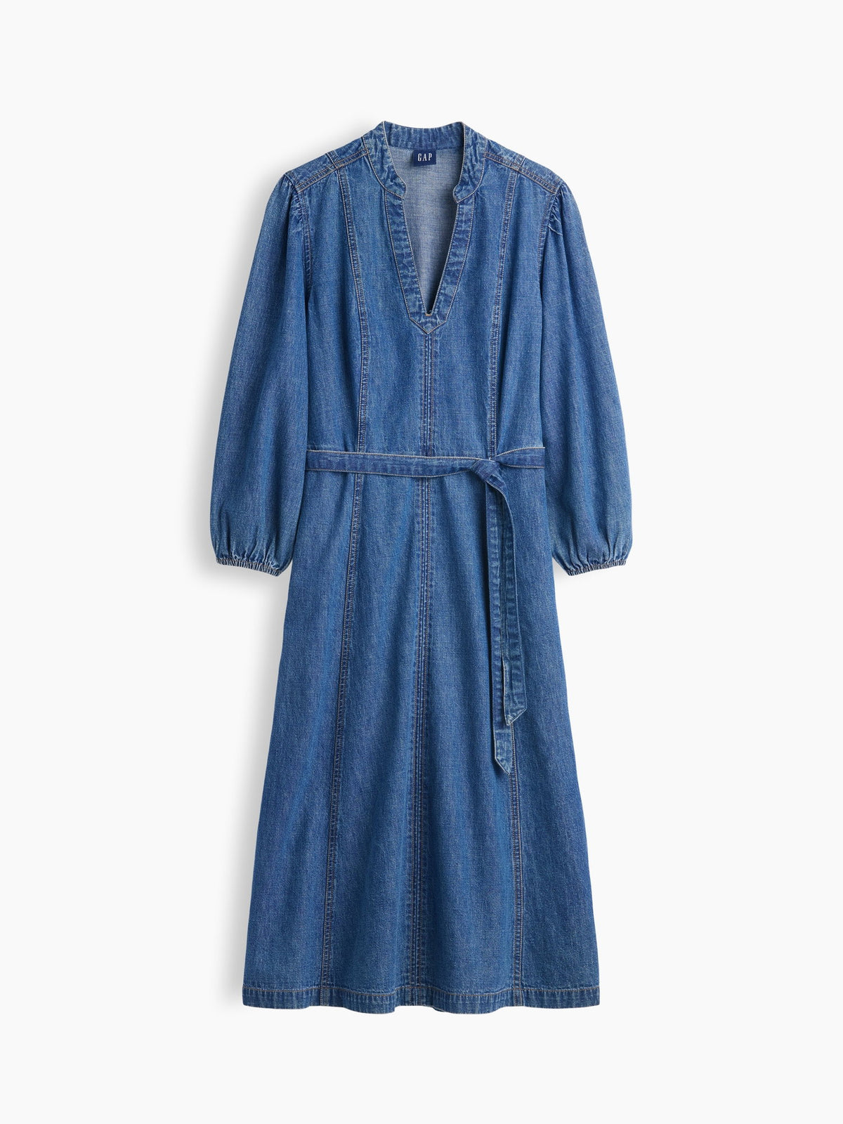 Mavi Denim Kemerli Midi Elbise
