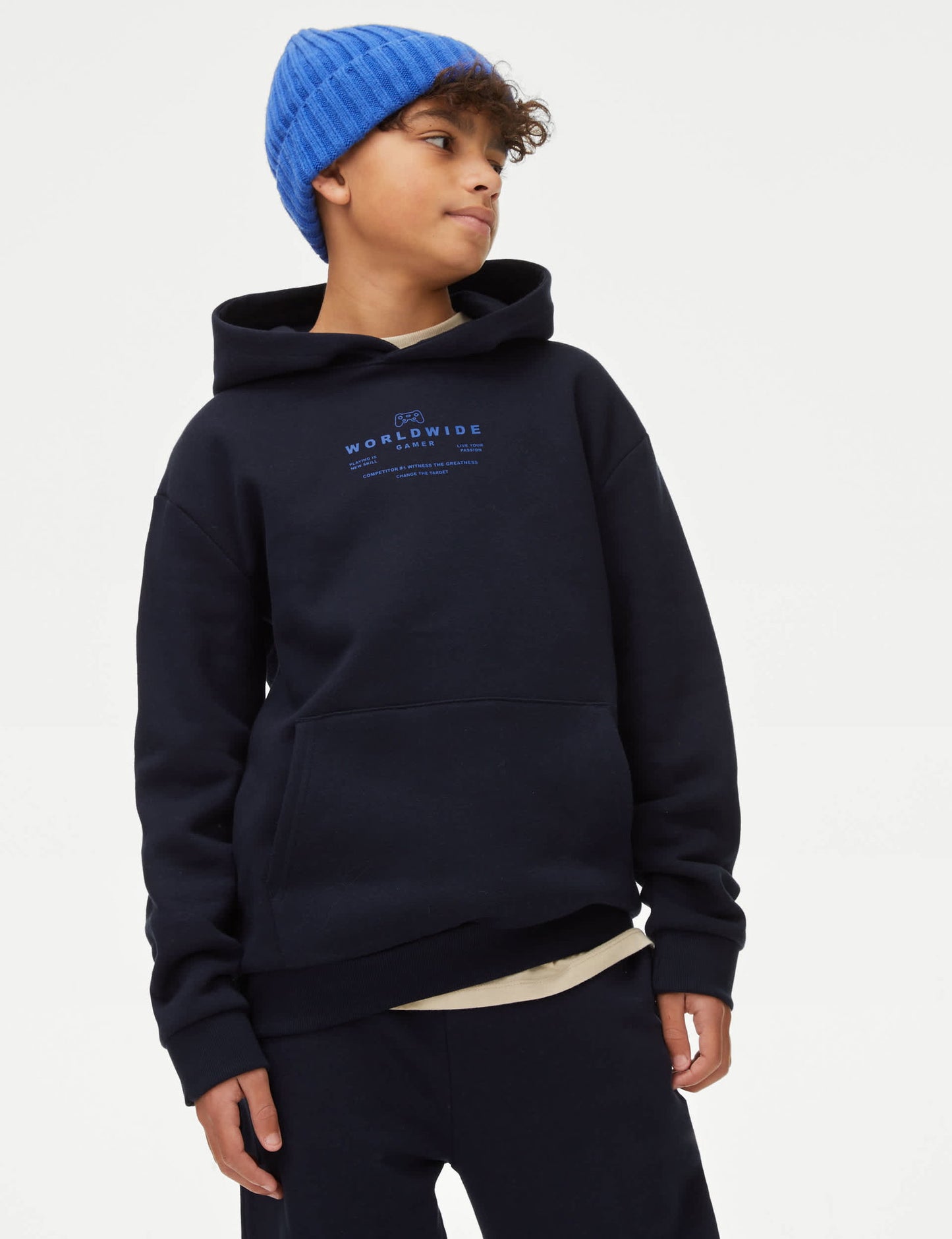 Slogan Desenli Kapüşonlu Sweatshirt (6-16 Yaş)