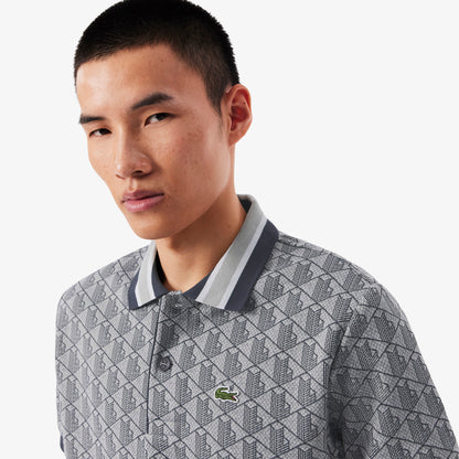 Lacoste Erkek Classic Fit Monogram Gri Polo