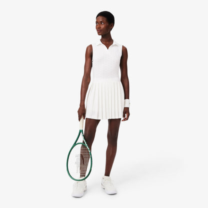 Lacoste Sport Kadın Slim Fit Kolsuz Polo Yaka Beyaz Elbise