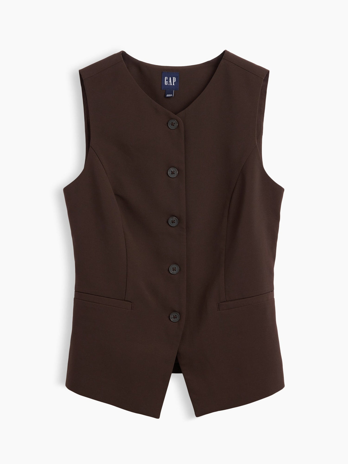 Koyu Kahverengi High-neck Longline Yelek