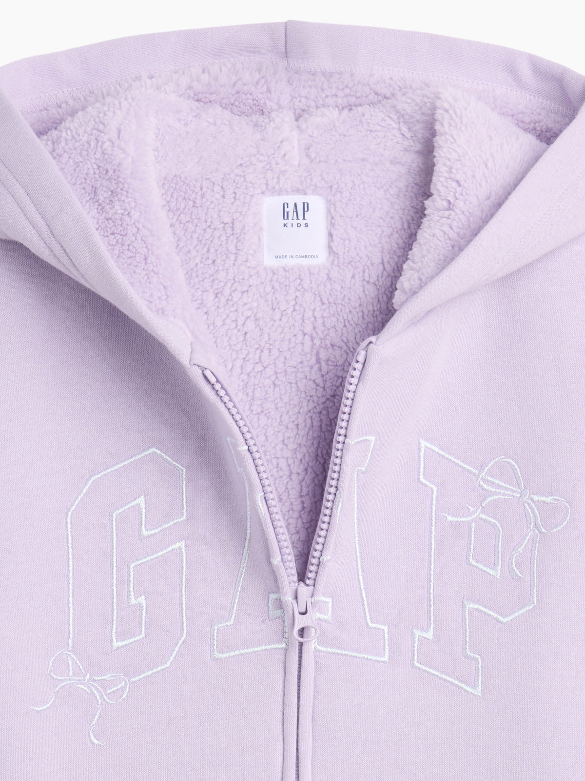 Lila Sherpa Astarlı Logo Fermuarlı Sweatshirt