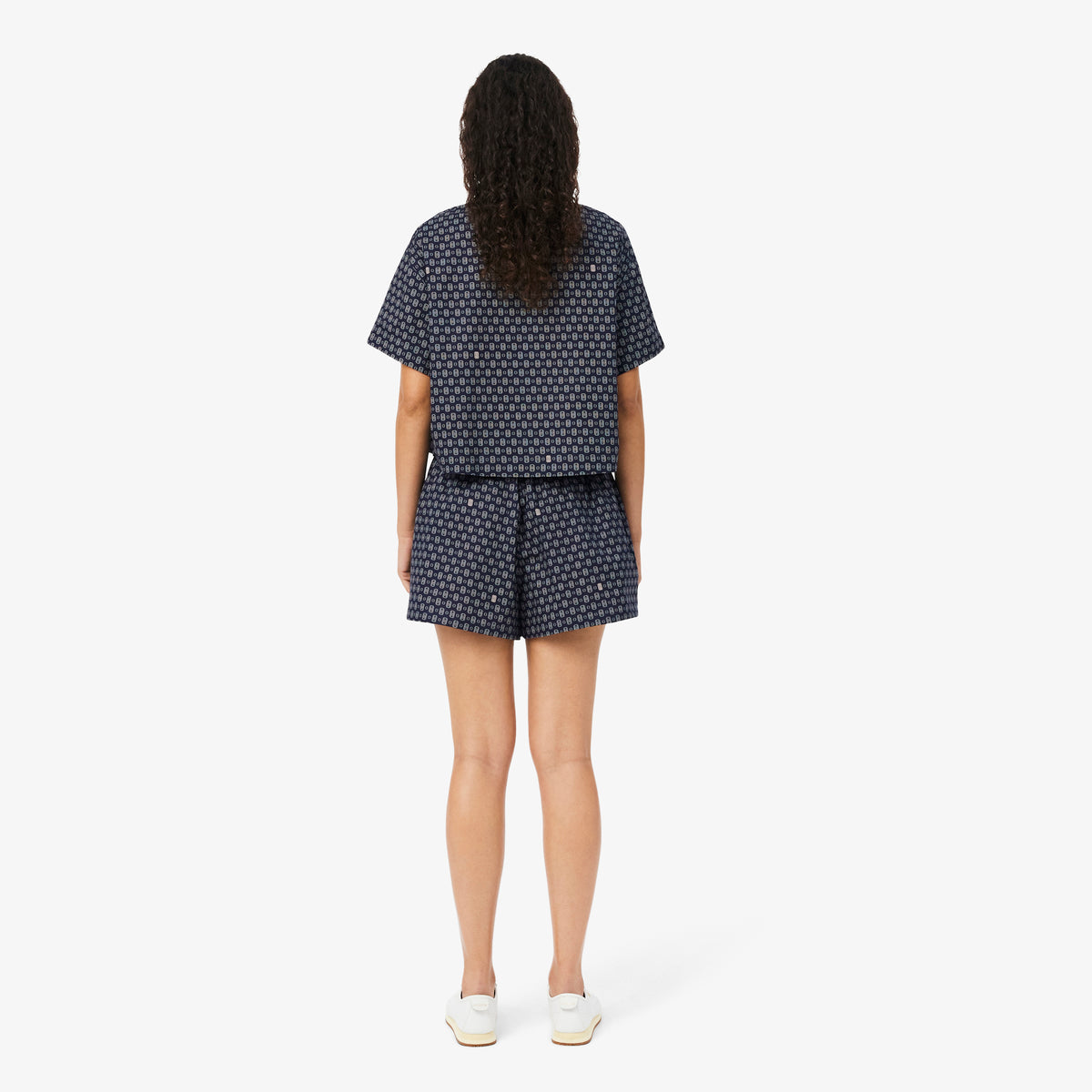 Lacoste Kadın Oversize Fit Desenli Lacivert Şort