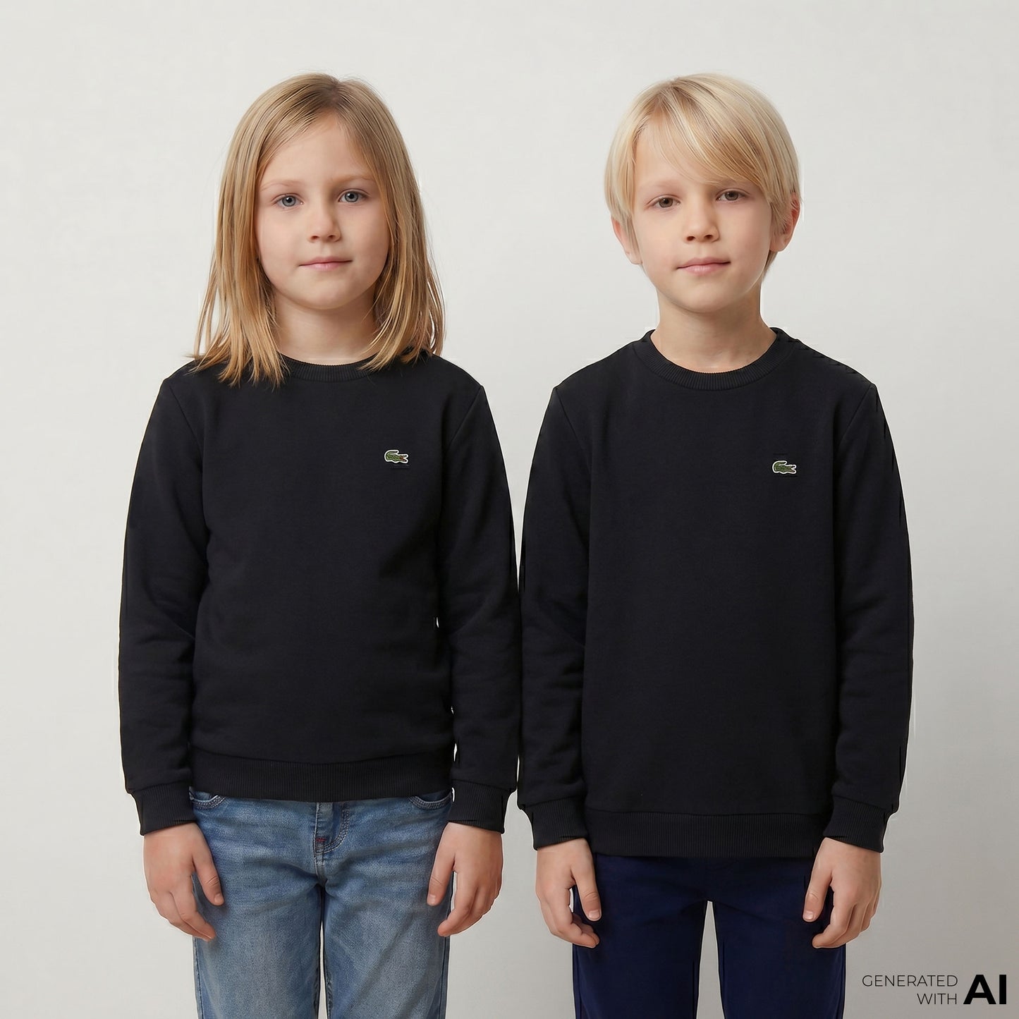 Lacoste Çocuk Bisiklet Yaka Siyah Sweatshirt