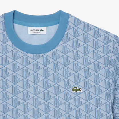 Lacoste Erkek Classic Fit Bisiklet Yaka Monogram Mavi T-shirt