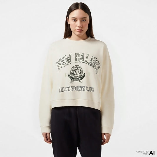 New Balance Wnc3404 Kadın Beyaz Sweatshirt