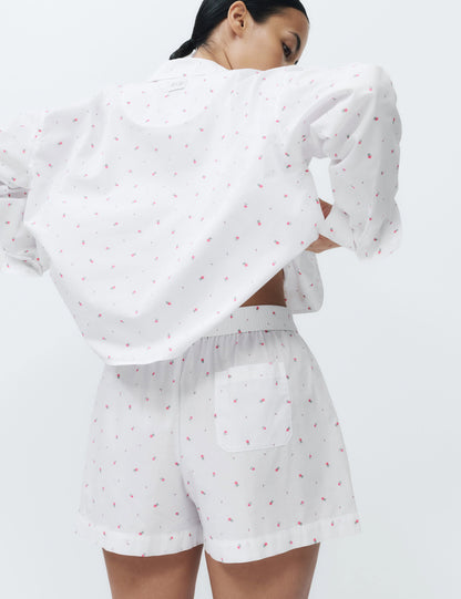 Pamuklu Çiçek Desenli Pijama Şort
